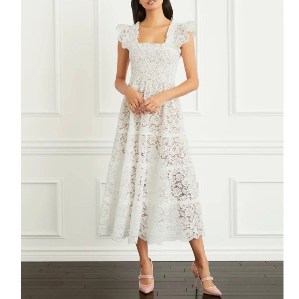 Hill House The Collector's Edition Ellie Nap Midi Dress White Lace Size M New - Picture 2 of 10